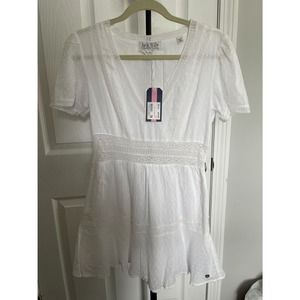 Jack Wills Tara Prairie Mini Dress US 6 Womens White